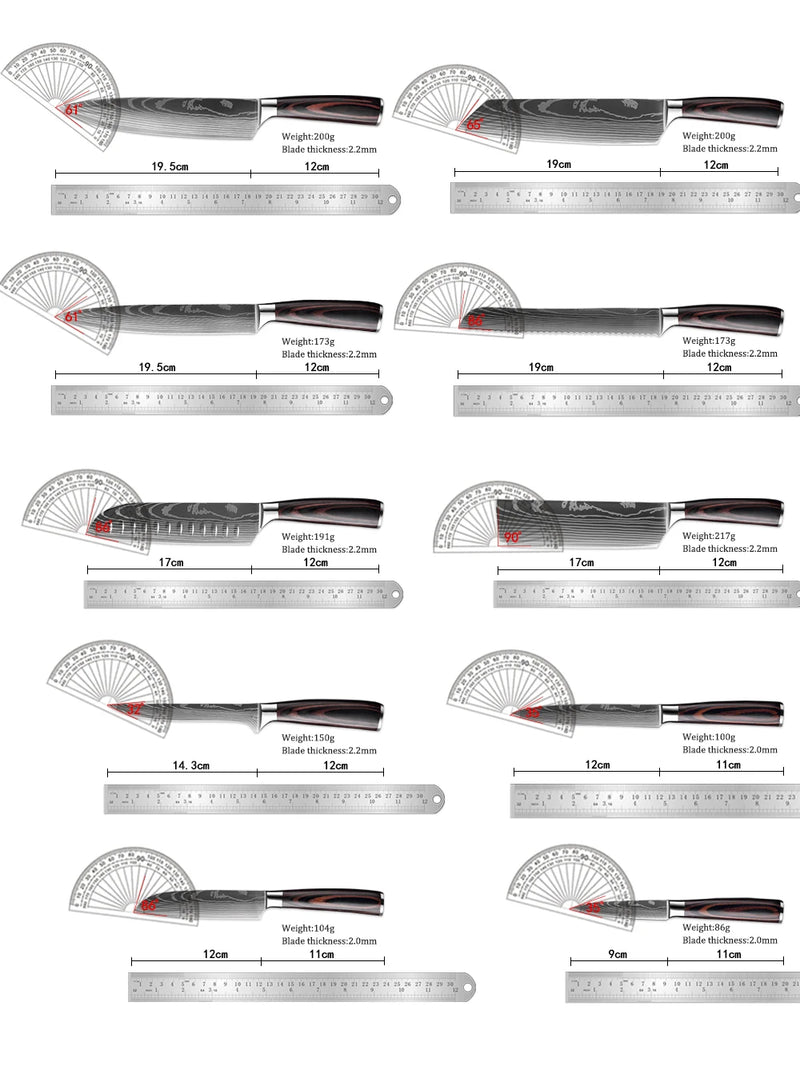 Facas de chef de cozinha, aço inoxidável de alto carbono